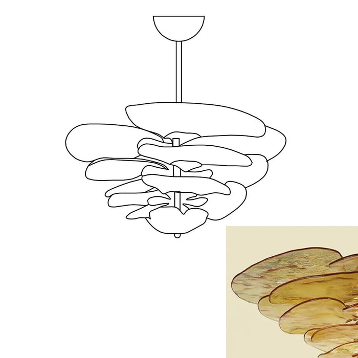 Textured Glass Leaf Amber Chandelier-DWHOME