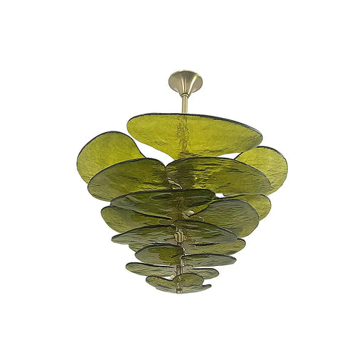 Textured Glass Leaf Green Chandelier-DWHOME