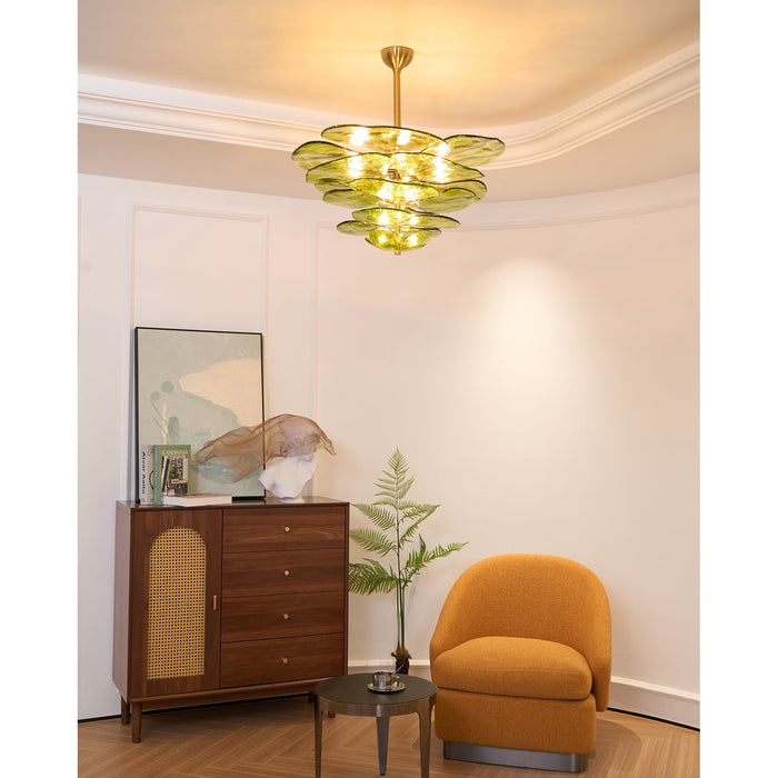 Lotus Leaf Layered Glass Chandelier-DWHOME