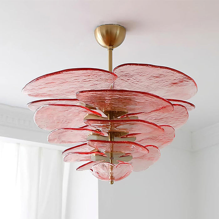 Lotus Leaf Layered Glass Chandelier-DWHOME