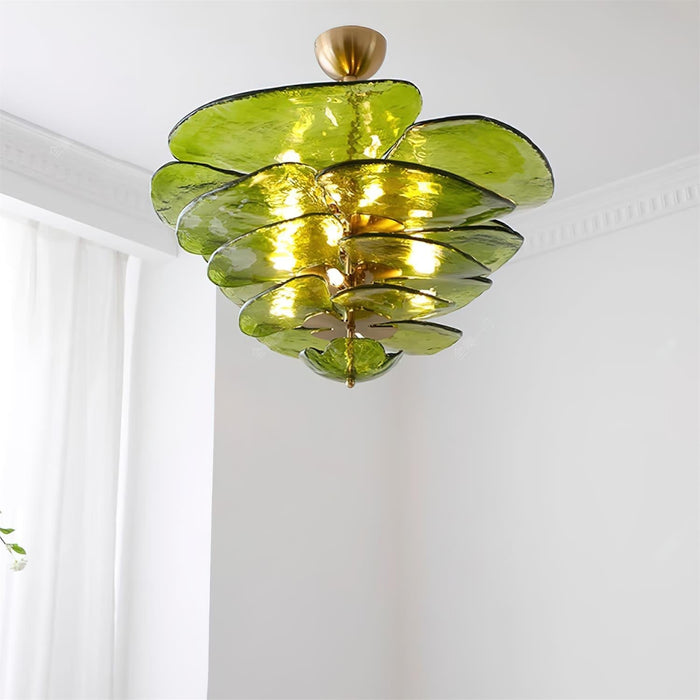 Lotus Leaf Layered Glass Chandelier-DWHOME