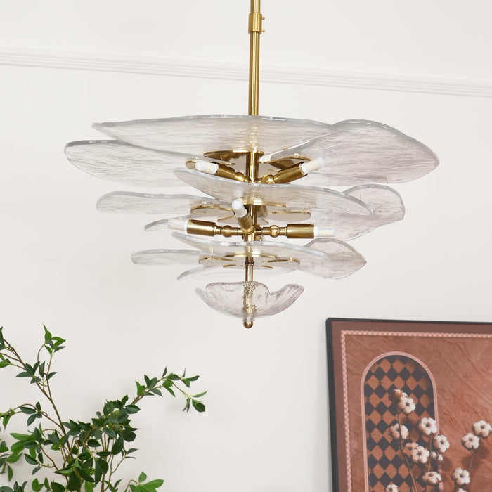 Lotus Leaf Layered Glass Chandelier-DWHOME
