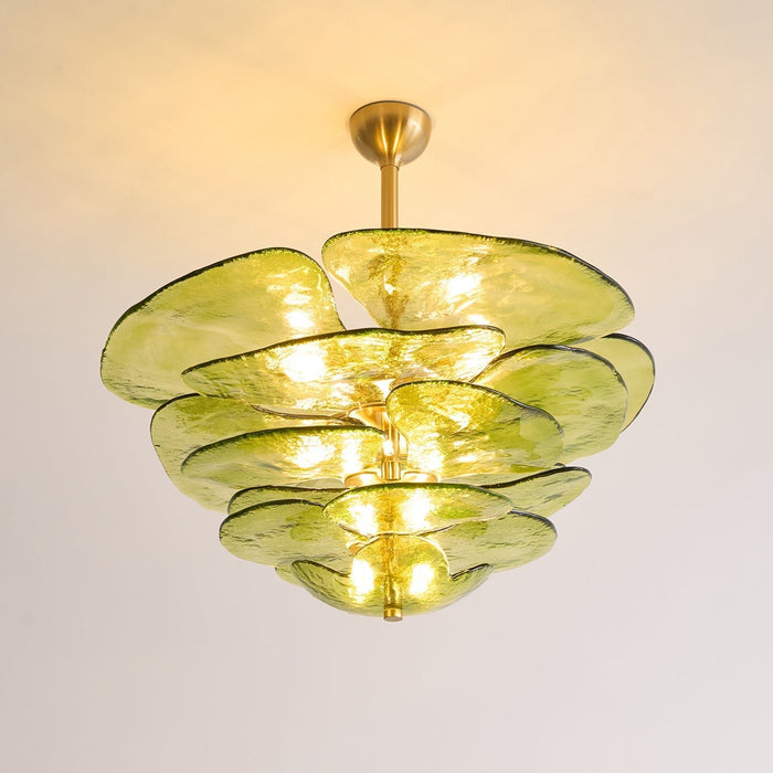 Lotus Leaf Layered Glass Chandelier-DWHOME