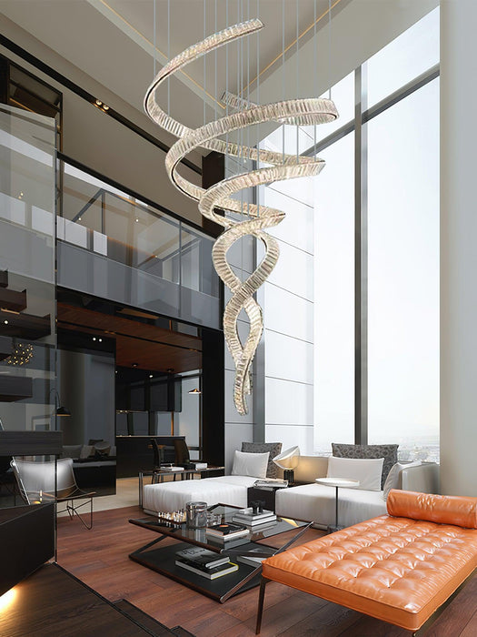 Long Spiral Crystal Chandelier - DWHOME