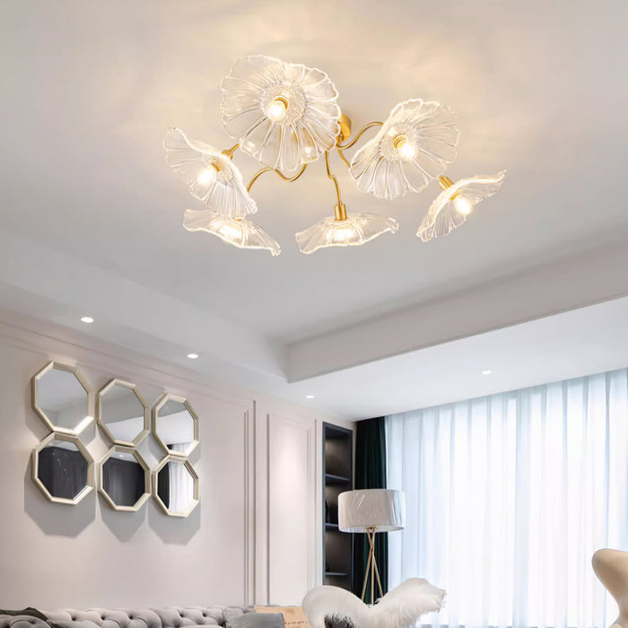 Lotus Leaf Glass Ceiling Lamp.