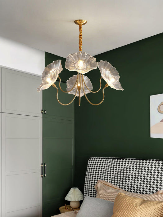 Lotus Leaf Glass Chandelier.