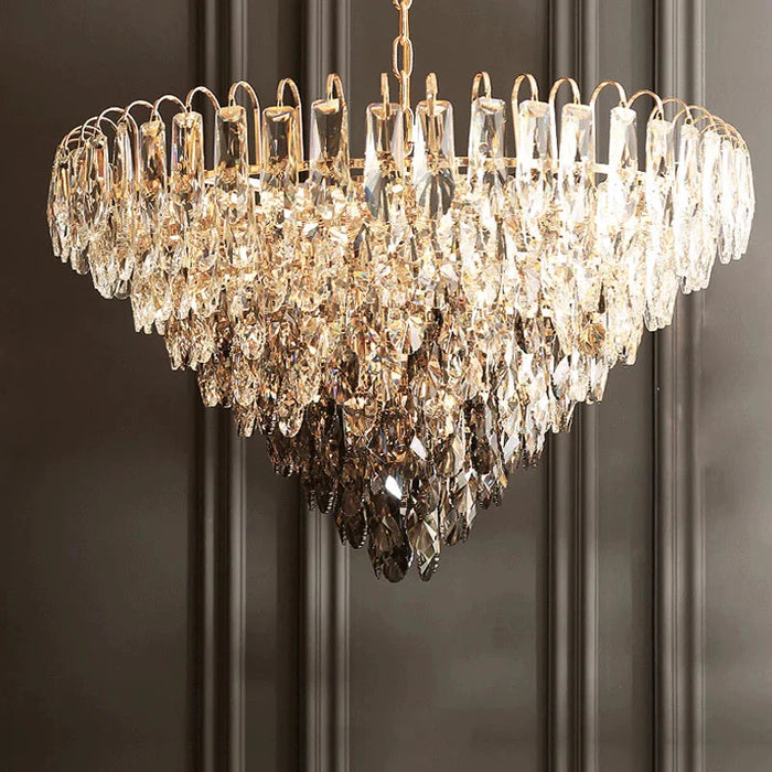 Luny Gold Cascading Waterfall Crystal Chandelier.