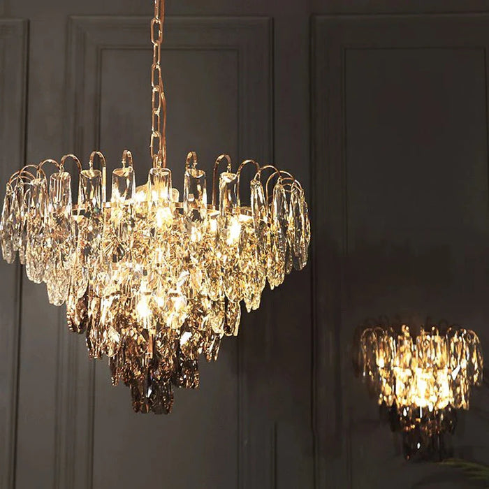 Luny Gold Cascading Waterfall Crystal Chandelier.