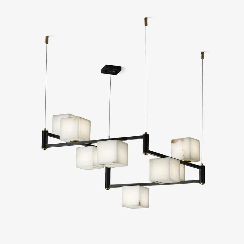 Alabaster Square Box Chandelier-DWHOME