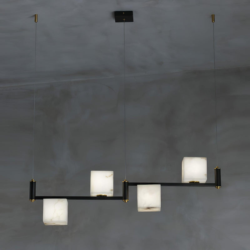 Alabaster Square Box Chandelier-DWHOME