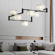 Alabaster Square Box Chandelier-DWHOME