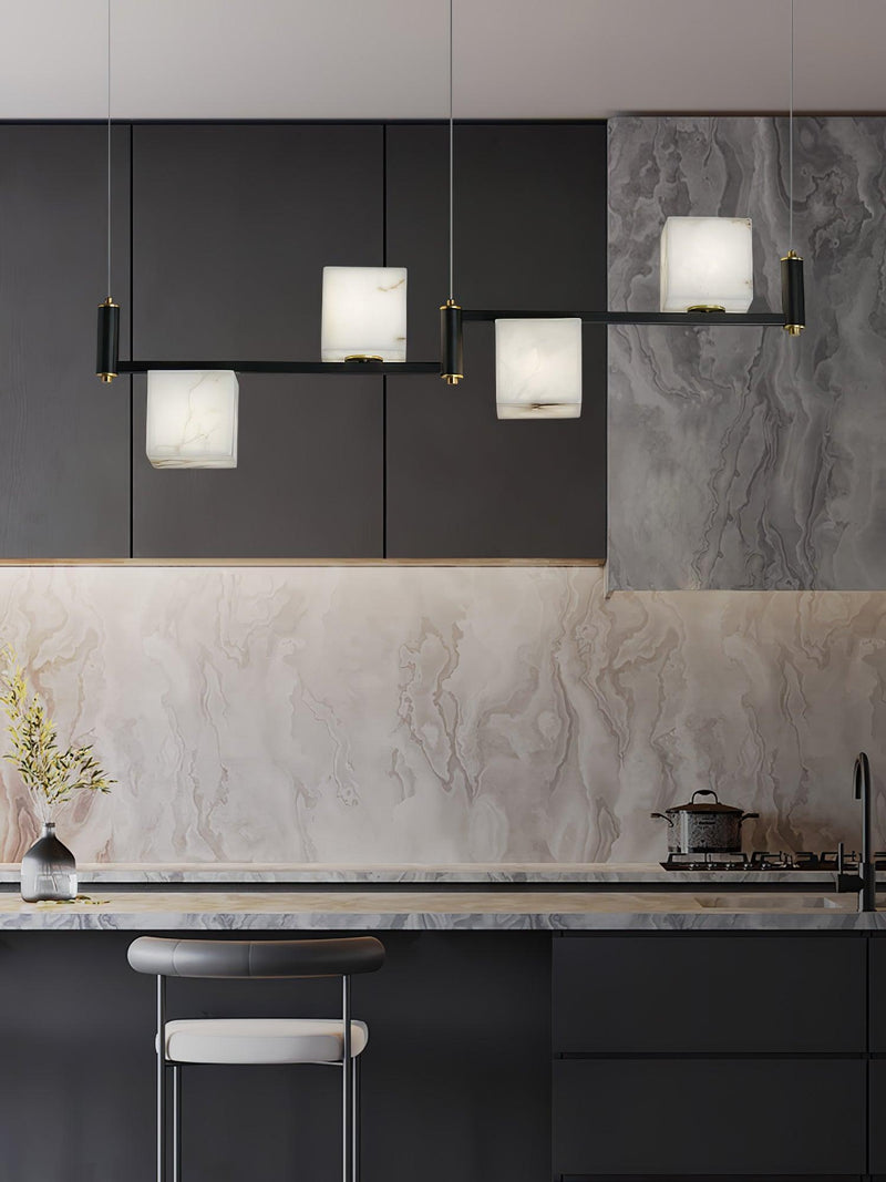 Alabaster Square Box Chandelier-DWHOME