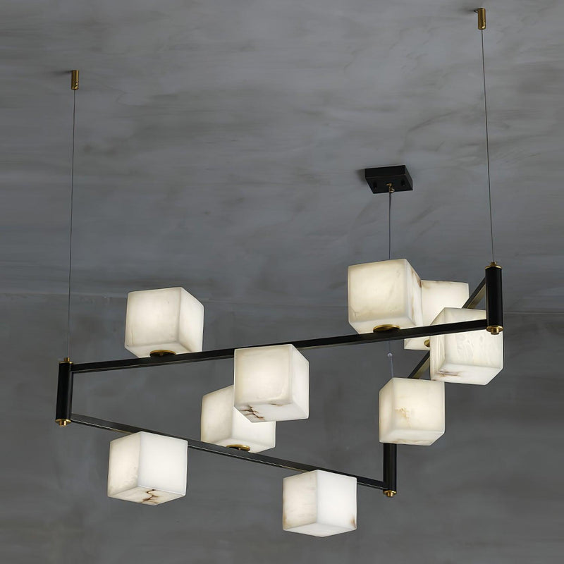 Alabaster Square Box Chandelier-DWHOME