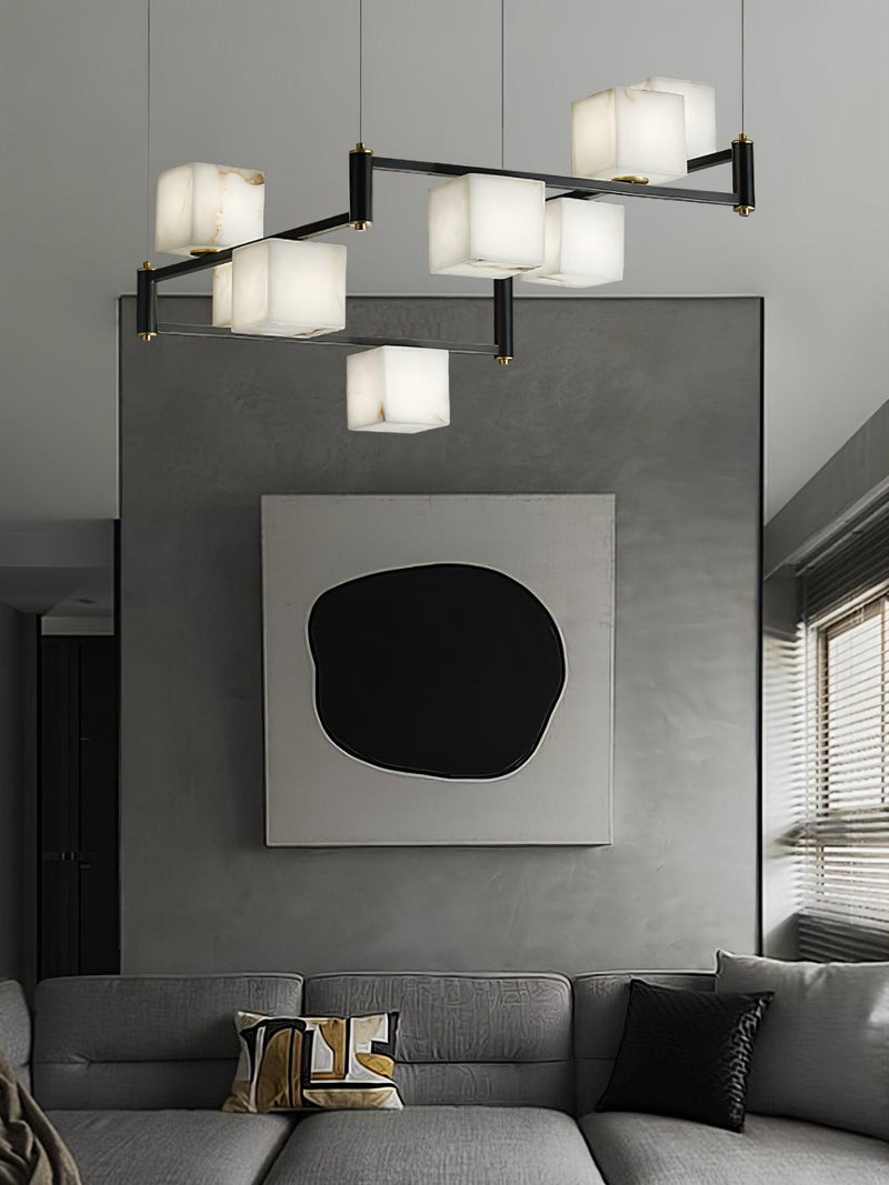 Alabaster Square Box Chandelier-DWHOME