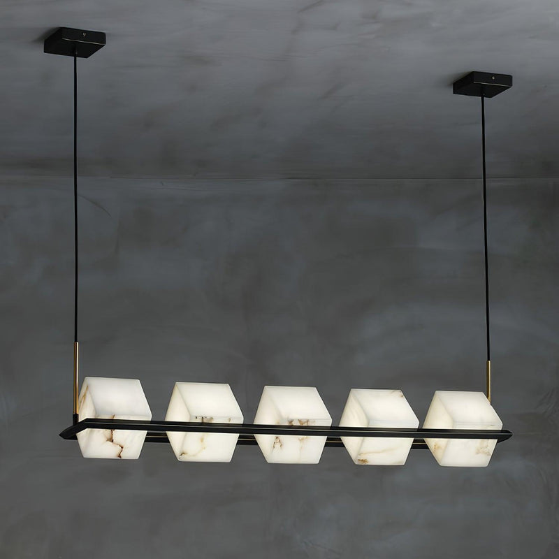 Alabaster Square Box Chandelier-DWHOME