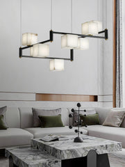 Alabaster Square Box Chandelier-DWHOME