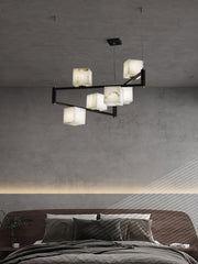 Alabaster Square Box Chandelier-DWHOME
