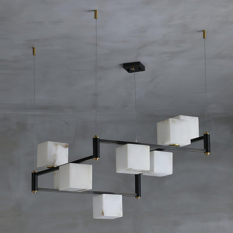 Alabaster Square Box Chandelier-DWHOME