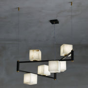 Alabaster Square Box Chandelier-DWHOME