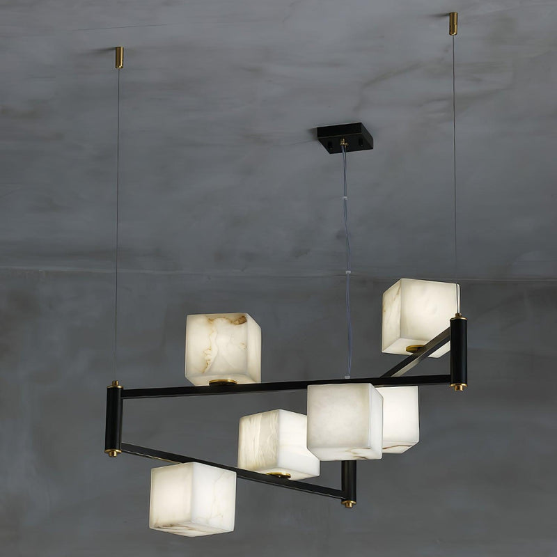 Alabaster Square Box Chandelier-DWHOME