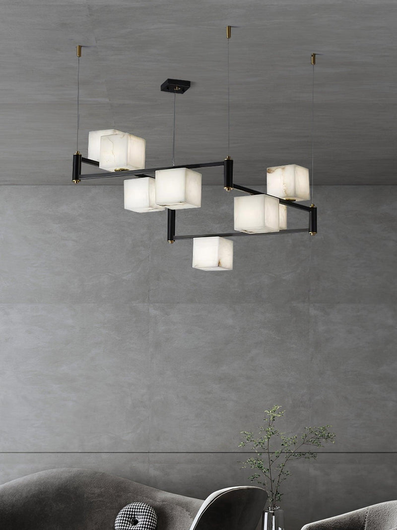 Alabaster Square Box Chandelier-DWHOME