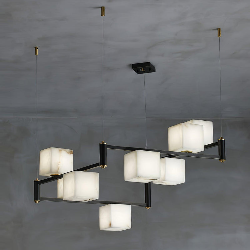 Alabaster Square Box Chandelier-DWHOME
