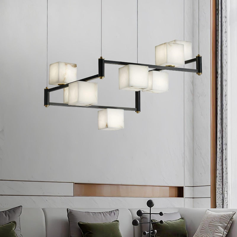Alabaster Square Box Chandelier-DWHOME
