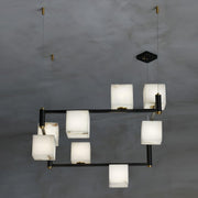 Alabaster Square Box Chandelier-DWHOME