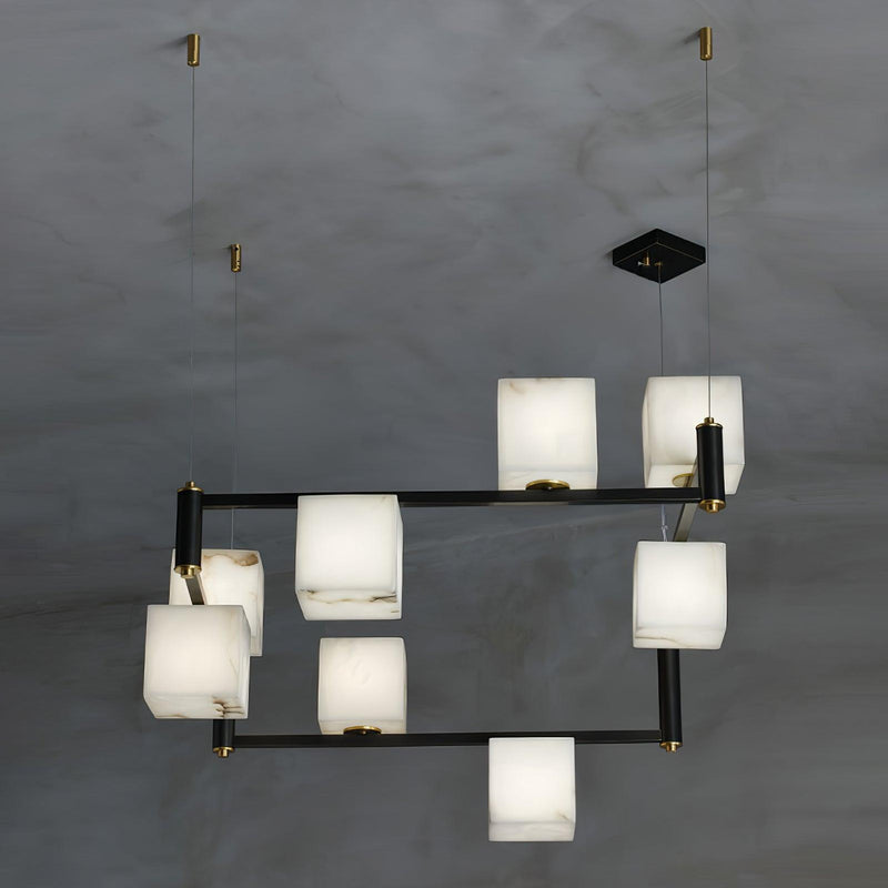 Alabaster Square Box Chandelier-DWHOME