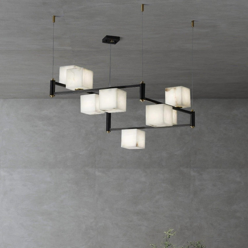 Alabaster Square Box Chandelier-DWHOME