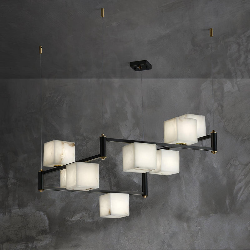 Alabaster Square Box Chandelier-DWHOME