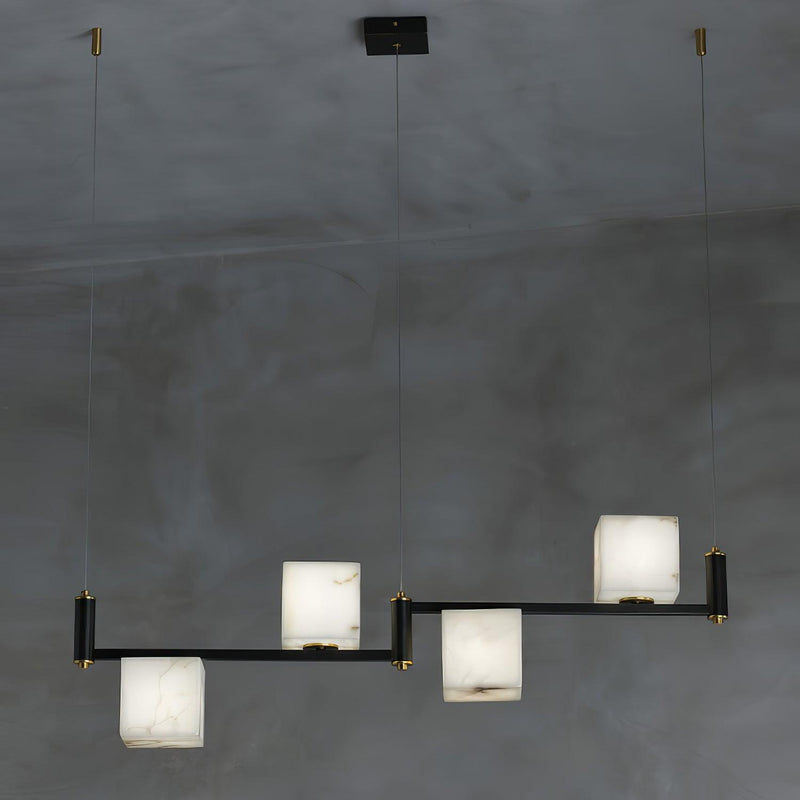 Alabaster Square Box Chandelier-DWHOME