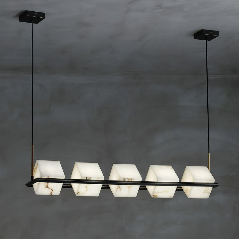 Alabaster Square Box Chandelier-DWHOME