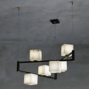 Alabaster Square Box Chandelier-DWHOME
