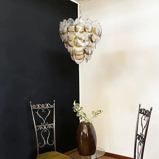 Mazzega Murano Transparent Amber Glasses Chandelier-DWHOME