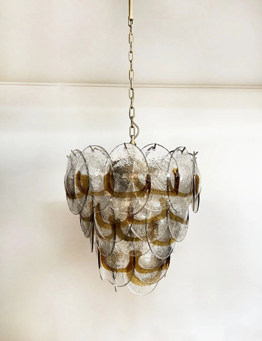 Mazzega Murano Transparent Amber Glasses Chandelier-DWHOME