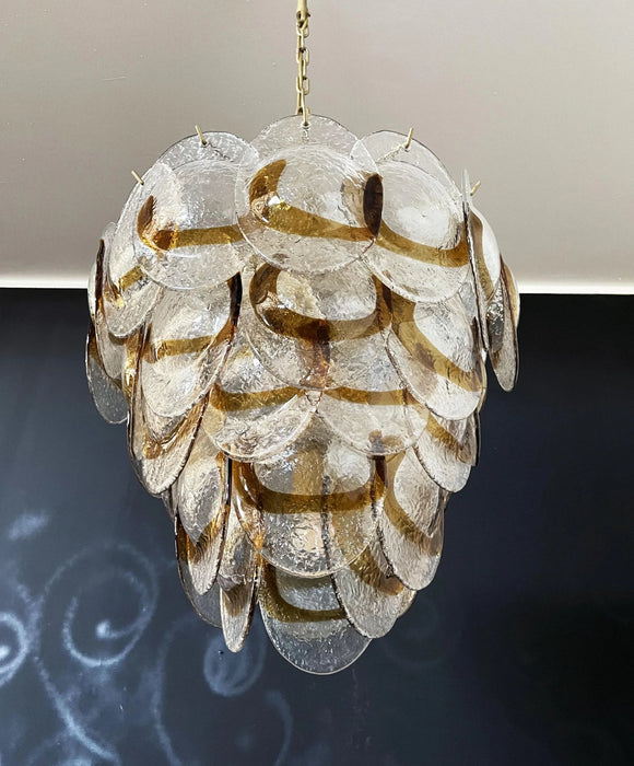 Mazzega Murano Transparent Amber Glasses Chandelier-DWHOME