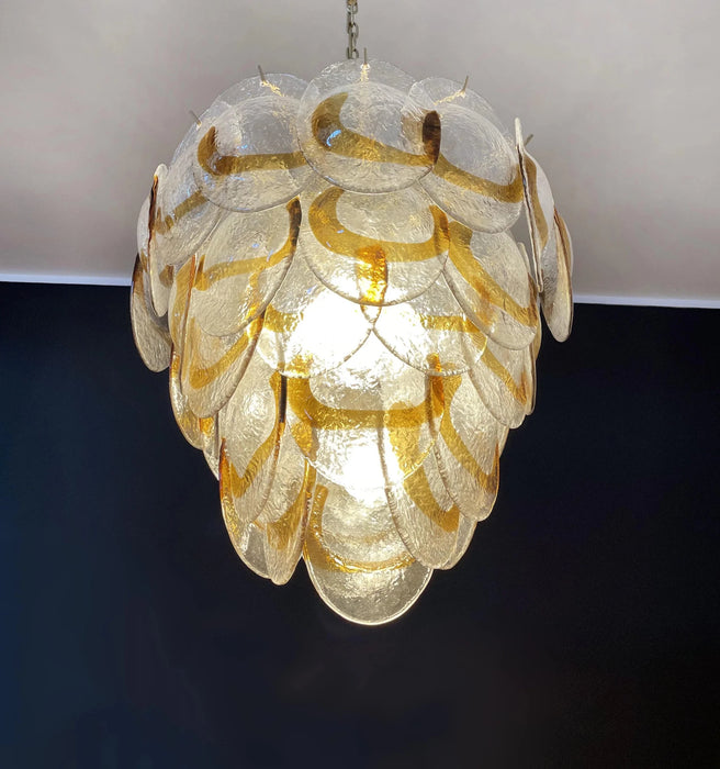 Mazzega Murano Transparent Amber Glasses Chandelier-DWHOME