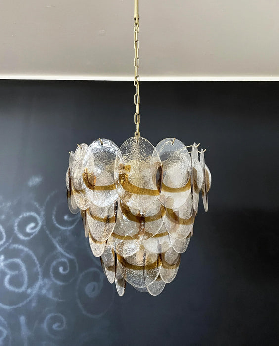 Mazzega Murano Transparent Amber Glasses Chandelier-DWHOME