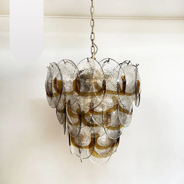 Mazzega Murano Transparent Amber Glasses Chandelier-DWHOME