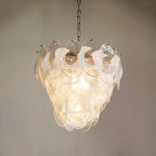 Mazzega Murano Transparent White Glasses Chandelier-DWHOME