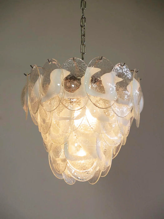 Mazzega Murano Transparent White Glasses Chandelier-DWHOME