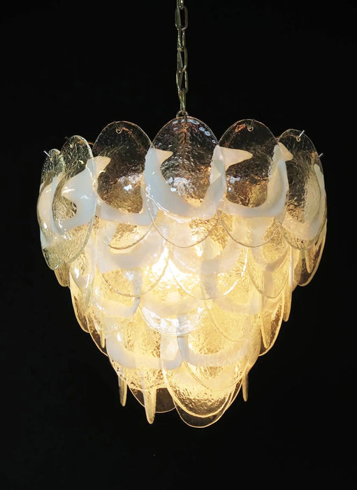 Mazzega Murano Transparent White Glasses Chandelier-DWHOME