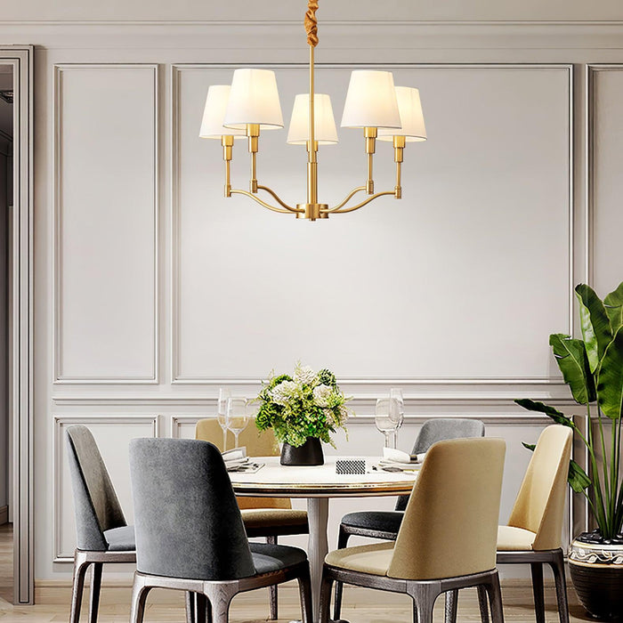 Meridian Mid Century Brass Chandelier-DWHOME