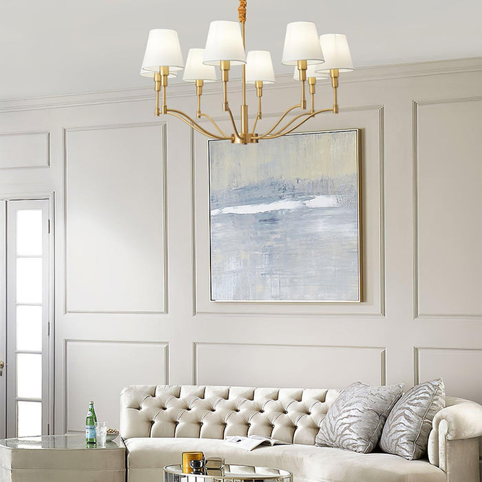 Meridian Mid Century Brass Chandelier-DWHOME