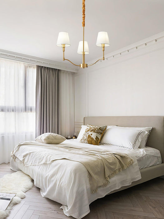 Meridian Mid Century Brass Chandelier-DWHOME