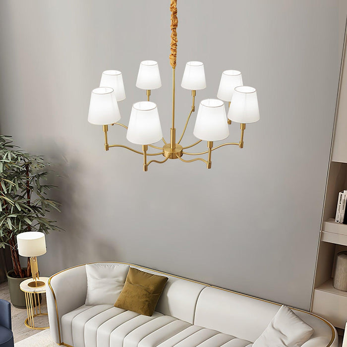 Meridian Mid Century Brass Chandelier.