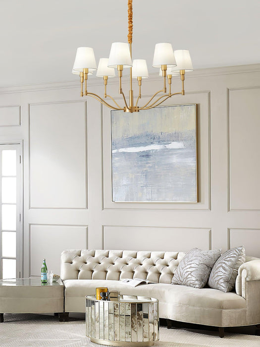 Meridian Mid Century Brass Chandelier.