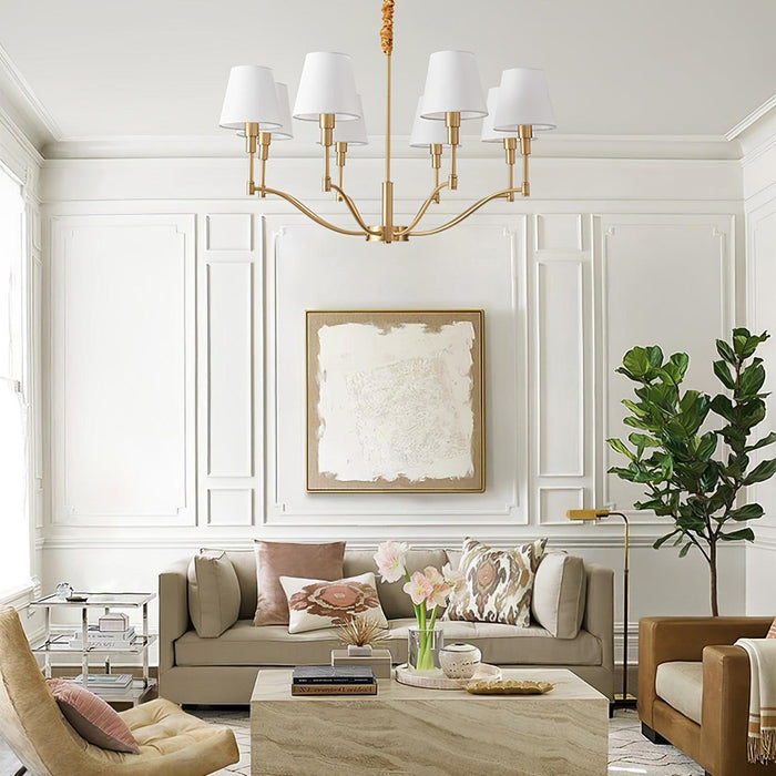 Meridian Mid Century Brass Chandelier-DWHOME