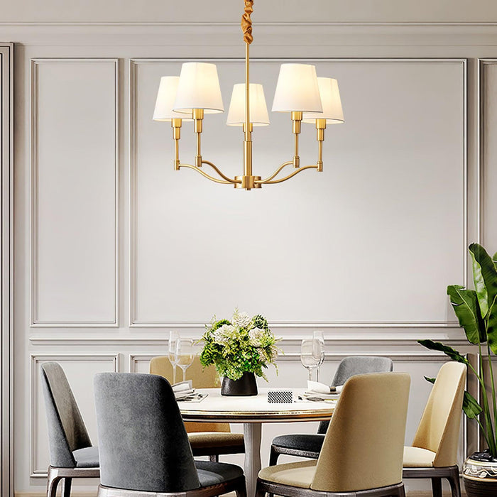 Meridian Mid Century Brass Chandelier-DWHOME